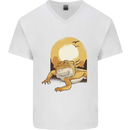 A Bearded Dragon in the Desert Sun Mens V-Neck Cotton T-Shirt White