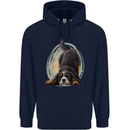 A Bernese Mountain Dog Mens 80% Cotton Hoodie Navy Blue