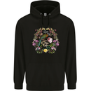 A Bird and Flower Wreath Mens 80% Cotton Hoodie Black