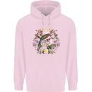 A Bird and Flower Wreath Mens 80% Cotton Hoodie Light Pink