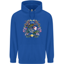 A Bird and Flower Wreath Mens 80% Cotton Hoodie Royal Blue