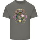 A Bird and Flower Wreath Mens Cotton T-Shirt Tee Top Charcoal
