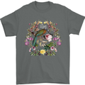 A Bird and Flower Wreath Mens T-Shirt 100% Cotton Charcoal