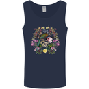 A Bird and Flower Wreath Mens Vest Tank Top Navy Blue