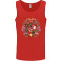 A Bird and Flower Wreath Mens Vest Tank Top Red