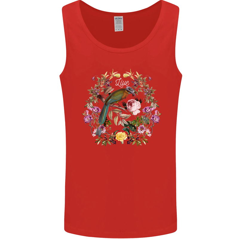 A Bird and Flower Wreath Mens Vest Tank Top Red