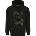 A Black Jaguar Wild Cat Mens 80% Cotton Hoodie Black