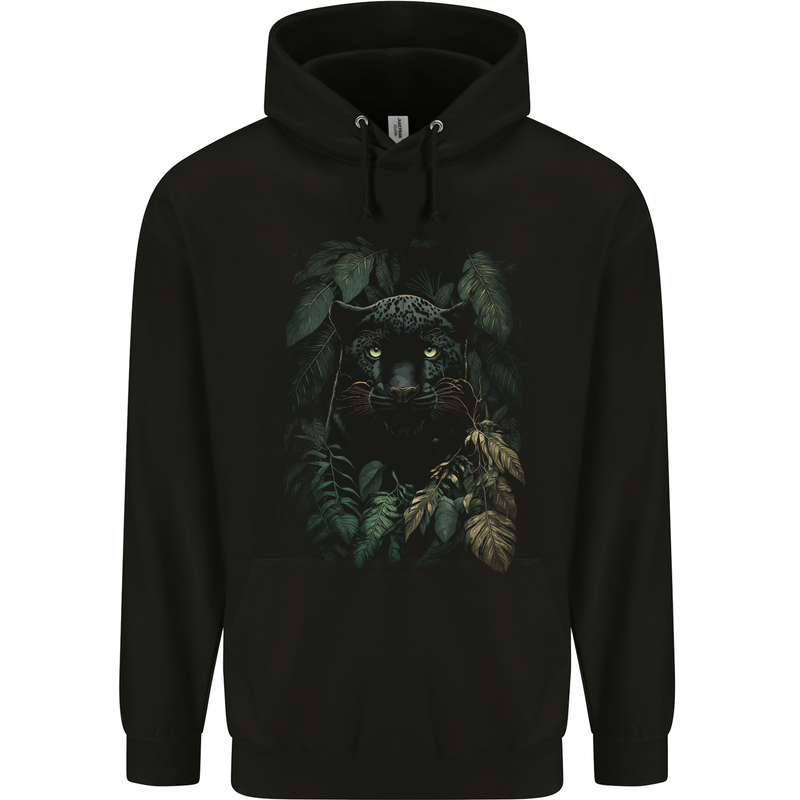 A Black Jaguar Wild Cat Mens 80% Cotton Hoodie Black
