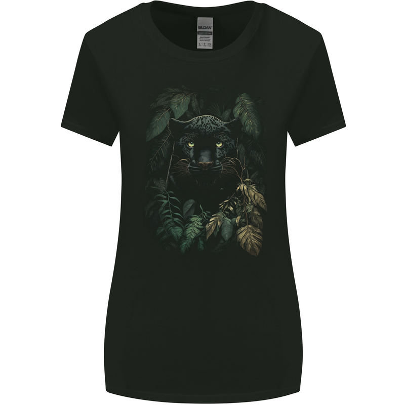 A Black Jaguar Wild Cat Womens Wider Cut T-Shirt Black