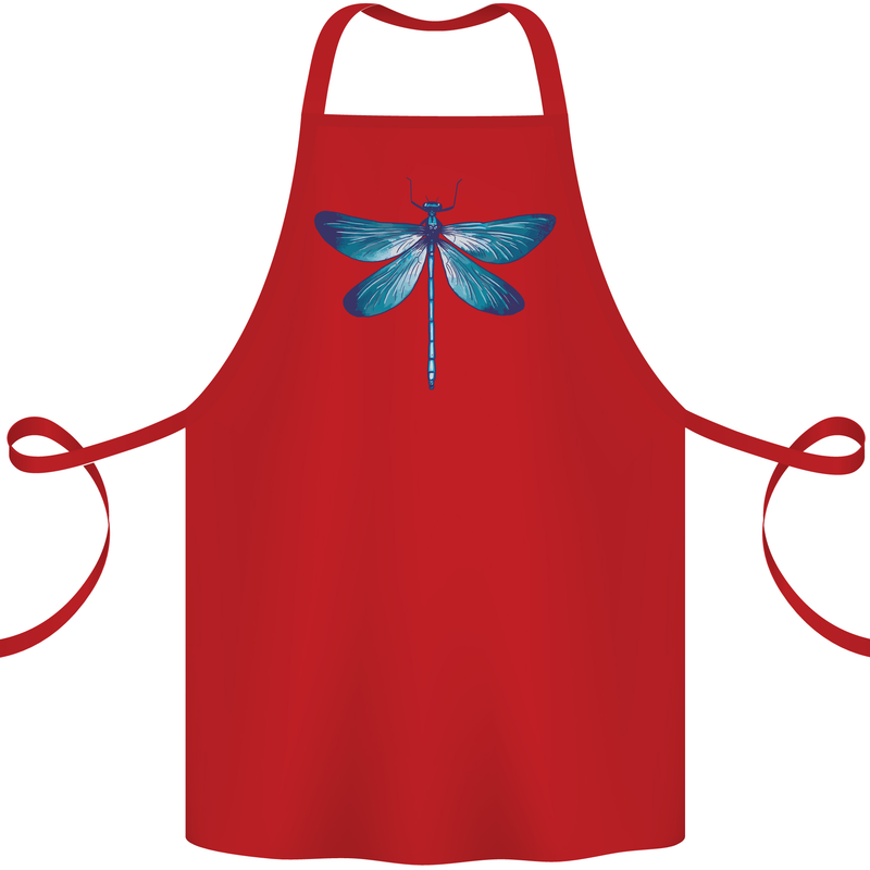 A Blue Dragonfly Cotton Apron 100% Organic Red