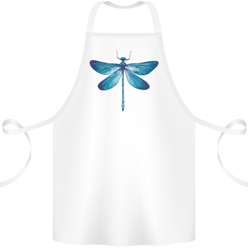 A Blue Dragonfly Cotton Apron 100% Organic White
