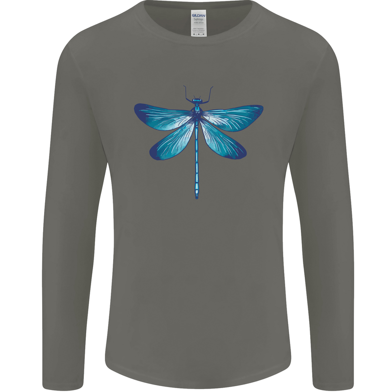 A Blue Dragonfly Mens Long Sleeve T-Shirt Charcoal