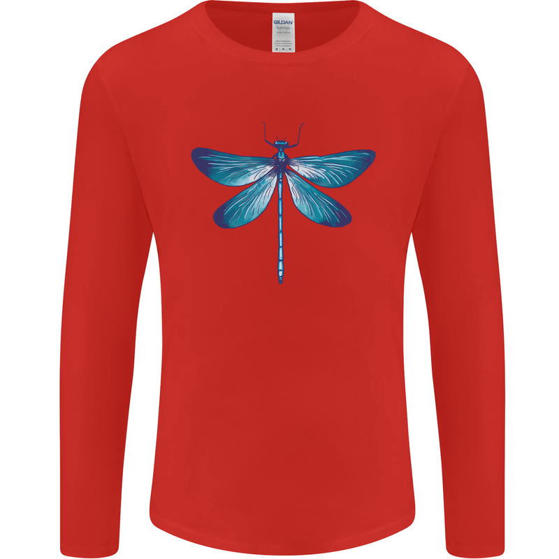 A Blue Dragonfly Mens Long Sleeve T-Shirt Red