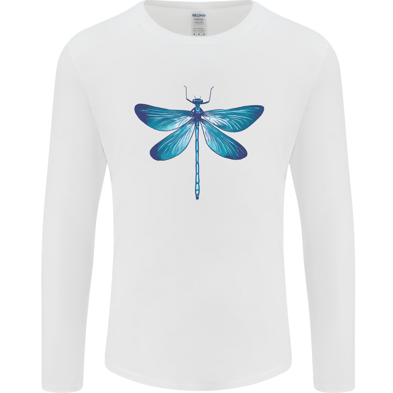 A Blue Dragonfly Mens Long Sleeve T-Shirt White