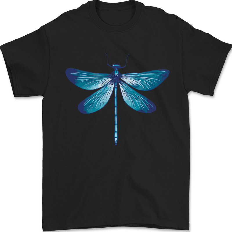 A Blue Dragonfly Mens T-Shirt 100% Cotton Black