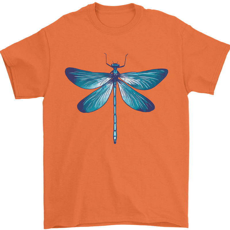 A Blue Dragonfly Mens T-Shirt 100% Cotton Orange