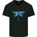 A Blue Dragonfly Mens V-Neck Cotton T-Shirt Black