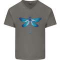 A Blue Dragonfly Mens V-Neck Cotton T-Shirt Charcoal