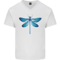 A Blue Dragonfly Mens V-Neck Cotton T-Shirt White