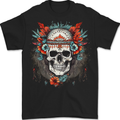 A Bohemian Style Tribal Skull Mens T-Shirt 100% Cotton BLACK