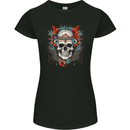 A Bohemian Style Tribal Skull Womens Petite Cut T-Shirt Black
