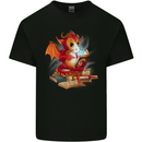 A Book Reading Dragon Bookworm Fantasy Mens Cotton T-Shirt Tee Top Black