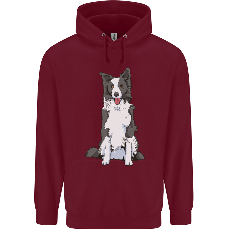 A Border Collie Childrens Kids Hoodie Maroon