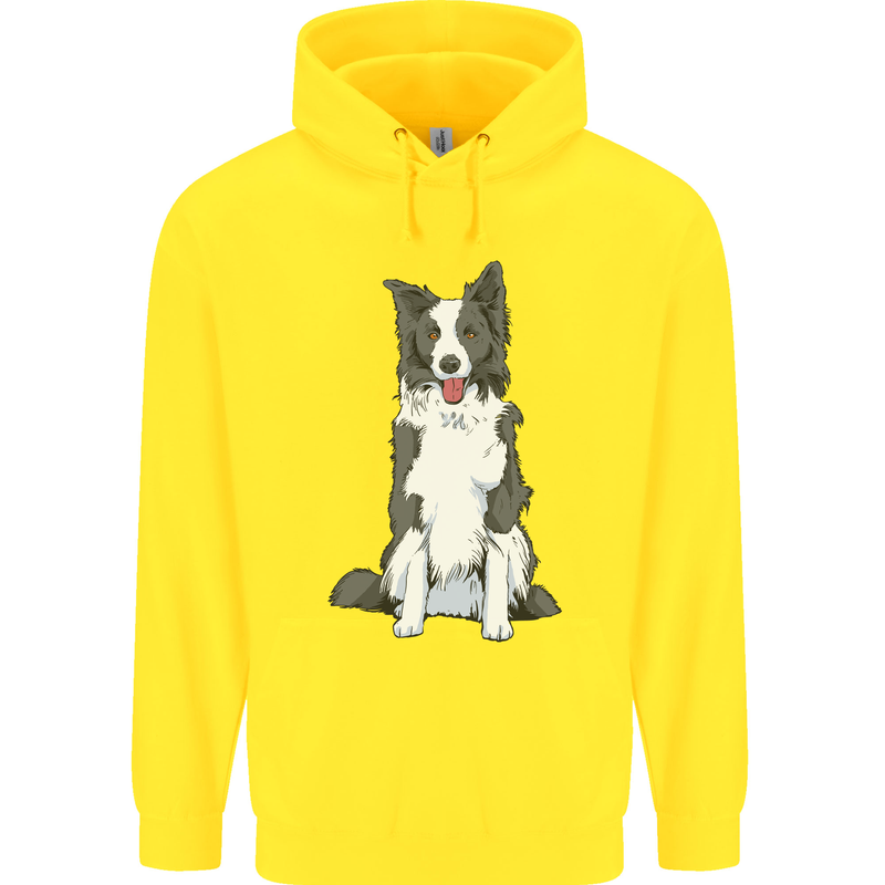 A Border Collie Childrens Kids Hoodie Yellow