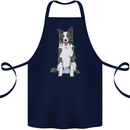 A Border Collie Cotton Apron 100% Organic Navy Blue