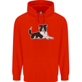 A Border Collie Dog Childrens Kids Hoodie Bright Red