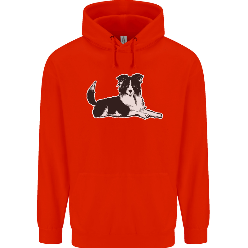 A Border Collie Dog Childrens Kids Hoodie Bright Red