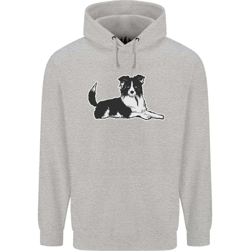 A Border Collie Dog Childrens Kids Hoodie Sports Grey