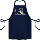 A Border Collie Dog Cotton Apron 100% Organic Navy Blue