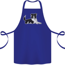 A Border Collie Dog Cotton Apron 100% Organic Royal Blue