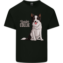 A Border Collie Dog Illustration Kids T-Shirt Childrens Black