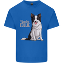 A Border Collie Dog Illustration Kids T-Shirt Childrens Royal Blue