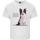 A Border Collie Dog Illustration Kids T-Shirt Childrens White