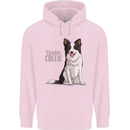 A Border Collie Dog Illustration Mens 80% Cotton Hoodie Light Pink