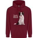 A Border Collie Dog Illustration Mens 80% Cotton Hoodie Maroon