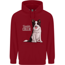 A Border Collie Dog Illustration Mens 80% Cotton Hoodie Red