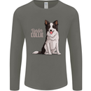 A Border Collie Dog Illustration Mens Long Sleeve T-Shirt Charcoal