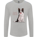 A Border Collie Dog Illustration Mens Long Sleeve T-Shirt Sports Grey