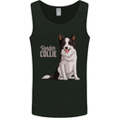 A Border Collie Dog Illustration Mens Vest Tank Top Black