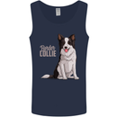 A Border Collie Dog Illustration Mens Vest Tank Top Navy Blue