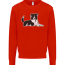 A Border Collie Dog Kids Sweatshirt Jumper Bright Red