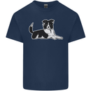 A Border Collie Dog Kids T-Shirt Childrens Navy Blue