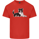 A Border Collie Dog Kids T-Shirt Childrens Red