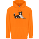 A Border Collie Dog Lying Down Childrens Kids Hoodie Orange