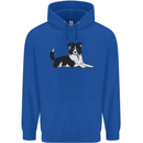 A Border Collie Dog Lying Down Childrens Kids Hoodie Royal Blue