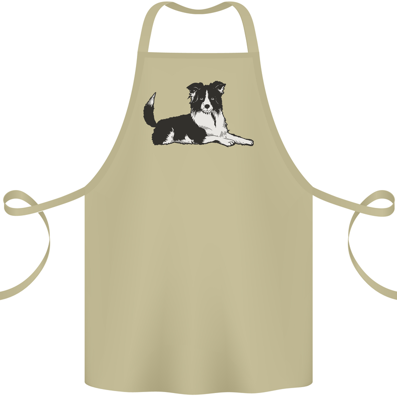 A Border Collie Dog Lying Down Cotton Apron 100% Organic Khaki